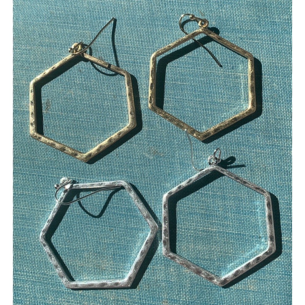 2 Pair Geometric Shaped Drop Earrings Minimalist Hook Earrings